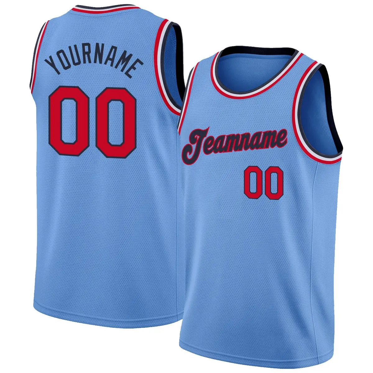 Light Blue White-Silver Classic Mesh Sport Basketball Jersey