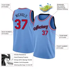Light Blue White-Silver Classic Mesh Sport Basketball Jersey 2