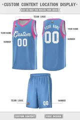 Light Blue White Sleeve Color Block Basketball Jersey 2