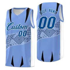 Light Blue White Snake Scale Venomous Fang Graffiti Basketball Jersey 1