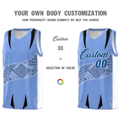 Light Blue White Snake Scale Venomous Fang Graffiti Basketball Jersey 3