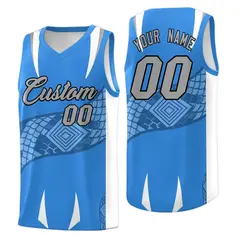 Light Blue White Snake Scale Venomous Fang Graffiti Basketball Jersey 1