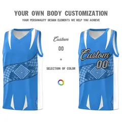 Light Blue White Snake Scale Venomous Fang Graffiti Basketball Jersey 3
