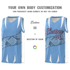 Light Blue White Snake Scale Venomous Fang Graffiti Basketball Jersey 3
