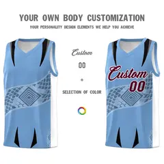 Light Blue White Snake Scale Venomous Fang Graffiti Basketball Jersey 3