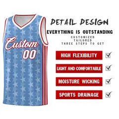 Light Blue White Star Graffiti Pattern Basketball Jersey 2