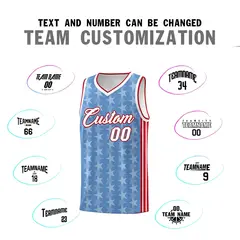 Light Blue White Star Graffiti Pattern Basketball Jersey 4