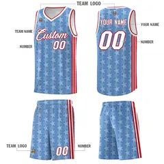 Light Blue White Star Graffiti Pattern Basketball Jersey 5