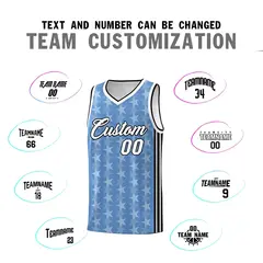 Light Blue White Star Graffiti Pattern Basketball Jersey 4