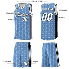 Light Blue White Star Graffiti Pattern Basketball Jersey 5