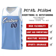 Light Blue White Star Pattern Basketball Jersey 2