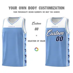 Light Blue White Star Pattern Basketball Jersey 3