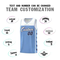 Light Blue White Star Pattern Basketball Jersey 4