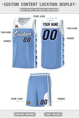 Light Blue White Star Pattern Basketball Jersey 5