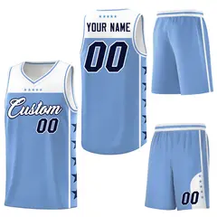 Light Blue White Star Pattern Basketball Jersey 6