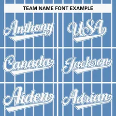 Men's Light Blue White Stripe Full Button Baseball Jersey 6