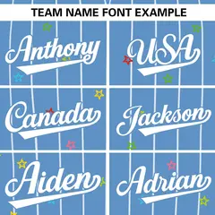 Light Blue White Stripe Star Pattern Baseball Jersey 3