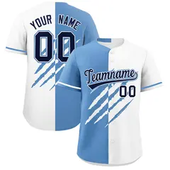 Light Blue White Tiger Claw Scratch Split Baseball Jersey