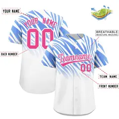 Light Blue White Tiger Stripe Gradient Baseball Jersey 2