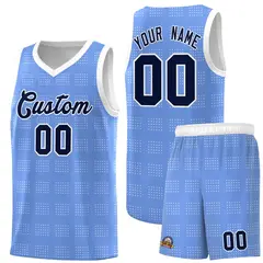 Light Blue White Trailblazer Dot Pattern Basketball Jersey
