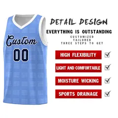 Light Blue White Trailblazer Dot Pattern Basketball Jersey 2
