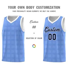 Light Blue White Trailblazer Dot Pattern Basketball Jersey 3