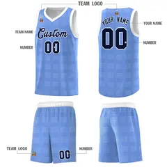 Light Blue White Trailblazer Dot Pattern Basketball Jersey 5