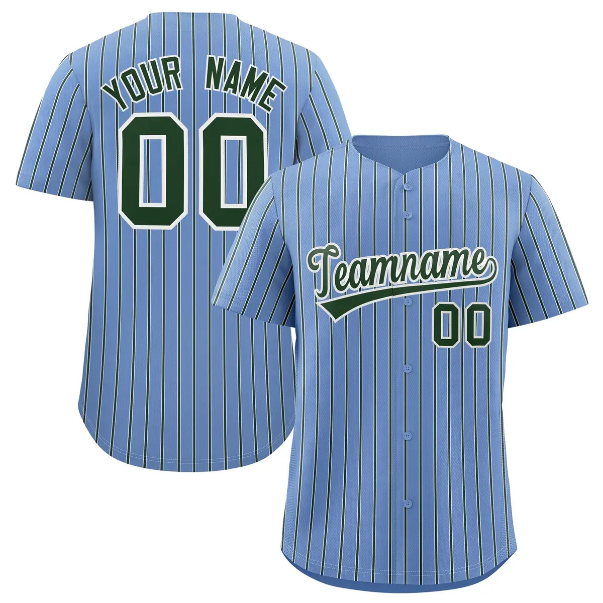 Light Blue White Tricolor Stripe Fashion Baseball Jersey