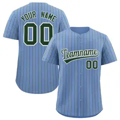 Light Blue White Tricolor Stripe Fashion Baseball Jersey 1