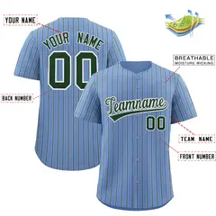 Light Blue White Tricolor Stripe Fashion Baseball Jersey 2
