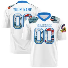 Light Blue White Ukiyo-e Auspicious Clouds Graffiti Football Jersey