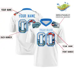 Light Blue White Ukiyo-e Auspicious Clouds Graffiti Football Jersey 2