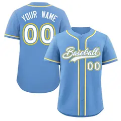 Light Blue White-Yellow Authentic Classic Baseball Jersey