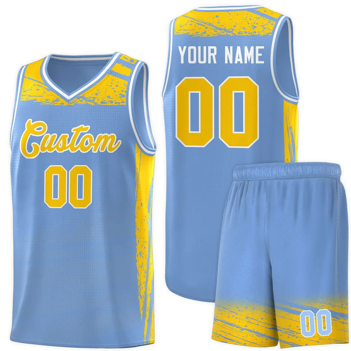Light Blue Yellow Graffiti Pattern Sports Basketball Jersey