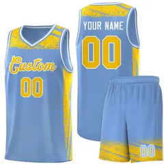 Light Blue Yellow Graffiti Pattern Sports Basketball Jersey