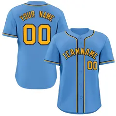 Light Blue Yellow-Navy Button Down Baseball Jersey 1