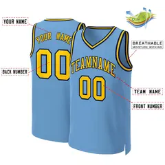 Light Blue Yellow-Navy Classic Basketball Jersey 2