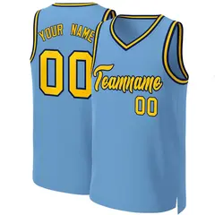 Light Blue Yellow-Navy Classic Basketball Jersey 1