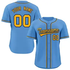 Light Blue Yellow-Navy Classic Style Baseball Jersey 1
