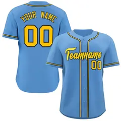 Light Blue Yellow-Navy Classic Style Baseball Jersey