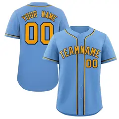 Light Blue Yellow-Navy Classic Style Baseball Jersey
