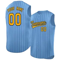 Light Blue Yellow-Navy Sleeveless Striped Baseball Jersey 1