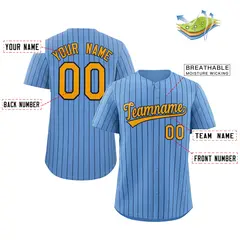 Light Blue Yellow-Navy Stripe Fashion Baseball Jersey 3