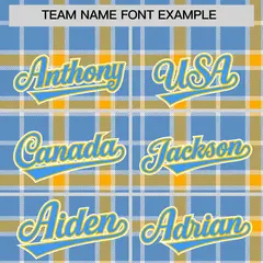 Light Blue Yellow Varsity Full-Snap Plaid Letterman Baseball Jacket 3