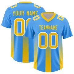 Light Blue Yellow Vertical Gradient Stripe Football Jersey 1