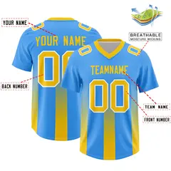 Light Blue Yellow Vertical Gradient Stripe Football Jersey 2