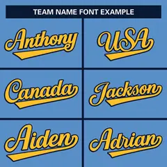 Light Blue Yellow-White Full Button Classic Baseball Jersey 3
