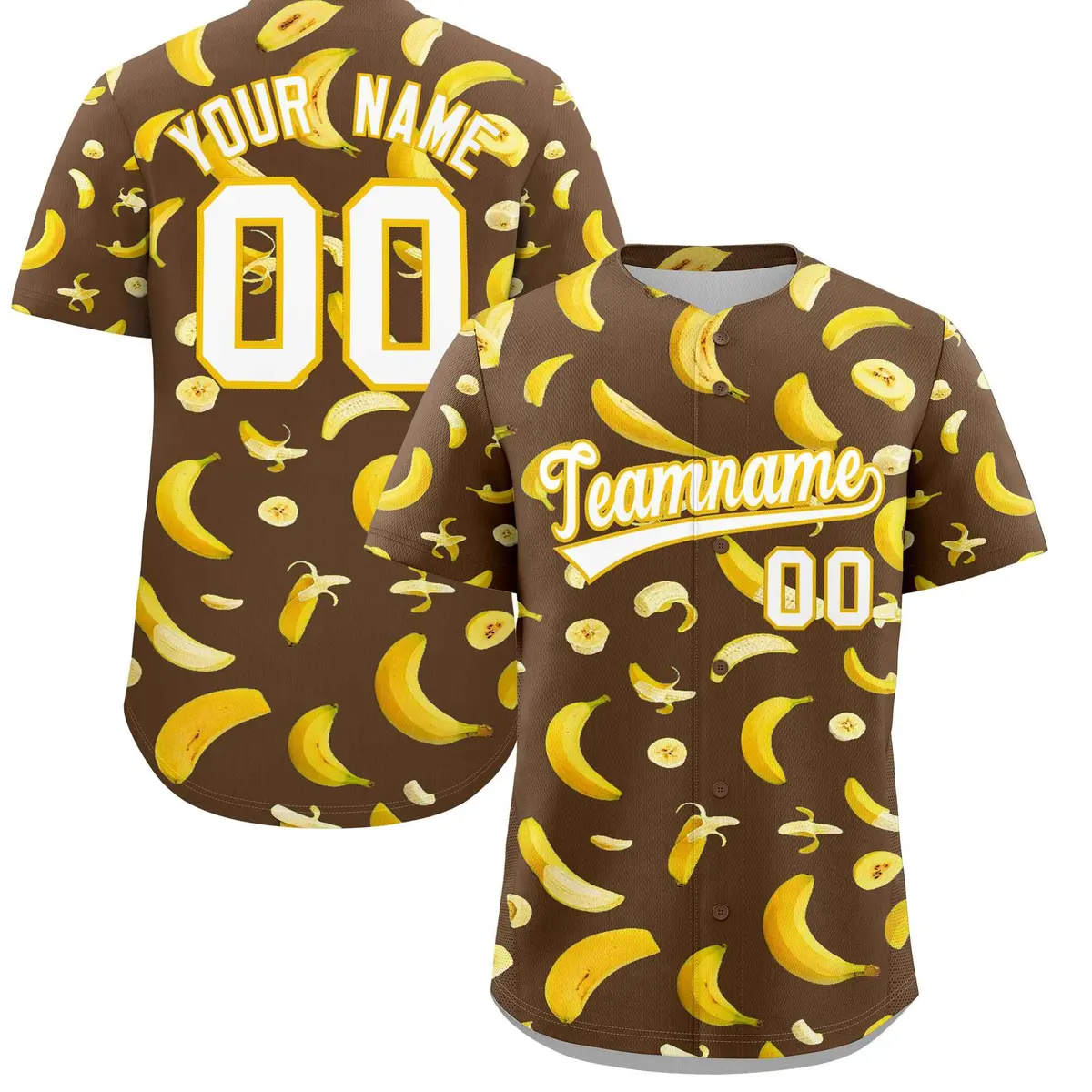 Light Brown Banana Graffiti Pattern Fashion Baseball Jersey