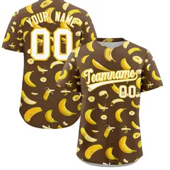 Light Brown Banana Graffiti Pattern Fashion Baseball Jersey 1