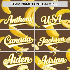 Light Brown Banana Graffiti Pattern Fashion Baseball Jersey 4